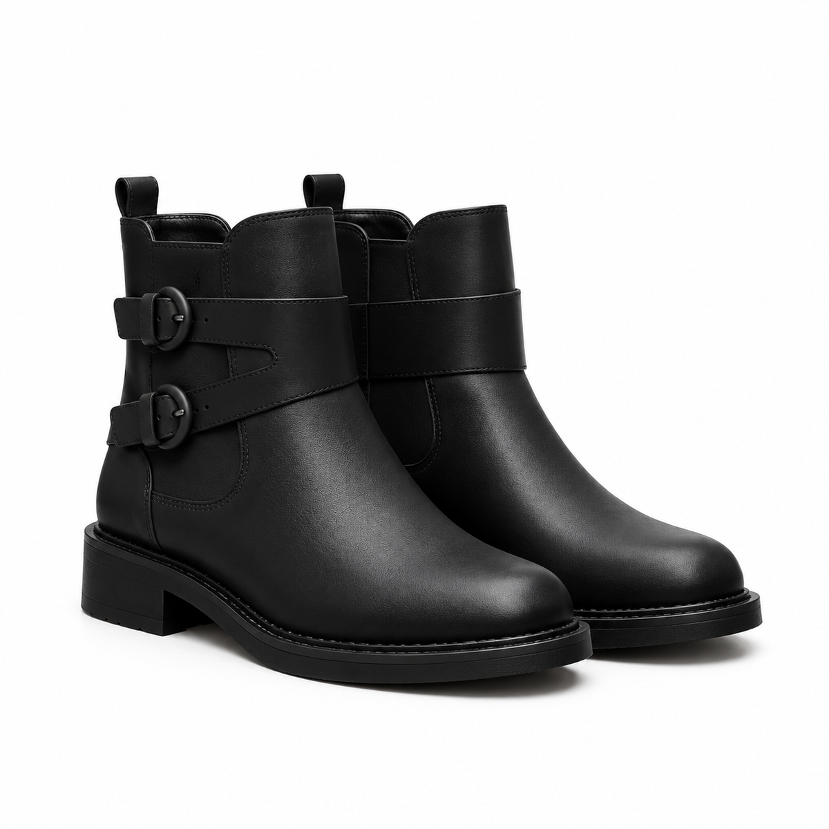 Black Buckle Ankle Boots