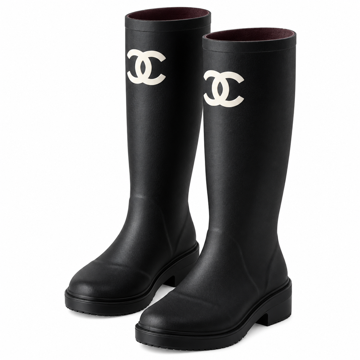 CHANEL Caoutchouk CC High Boots