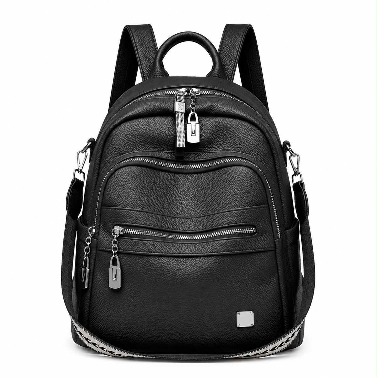 multi-pocket PU leather women's casual backpack