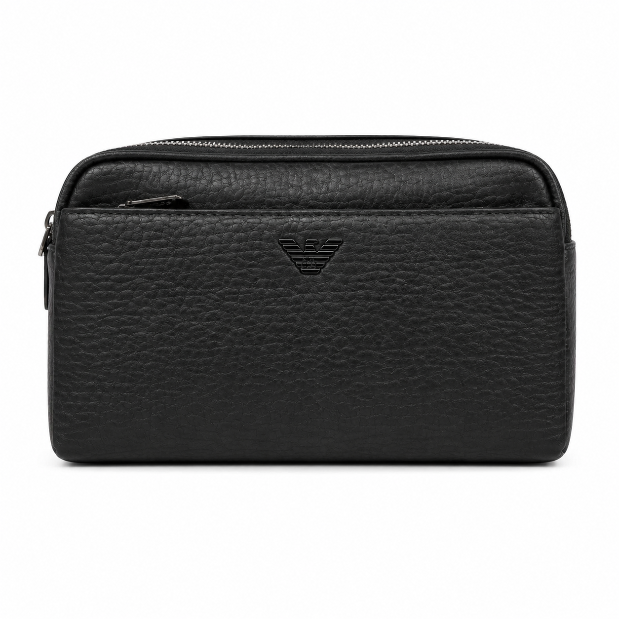 Luxury Black Monogram Leather Wristlet Clutch Bag