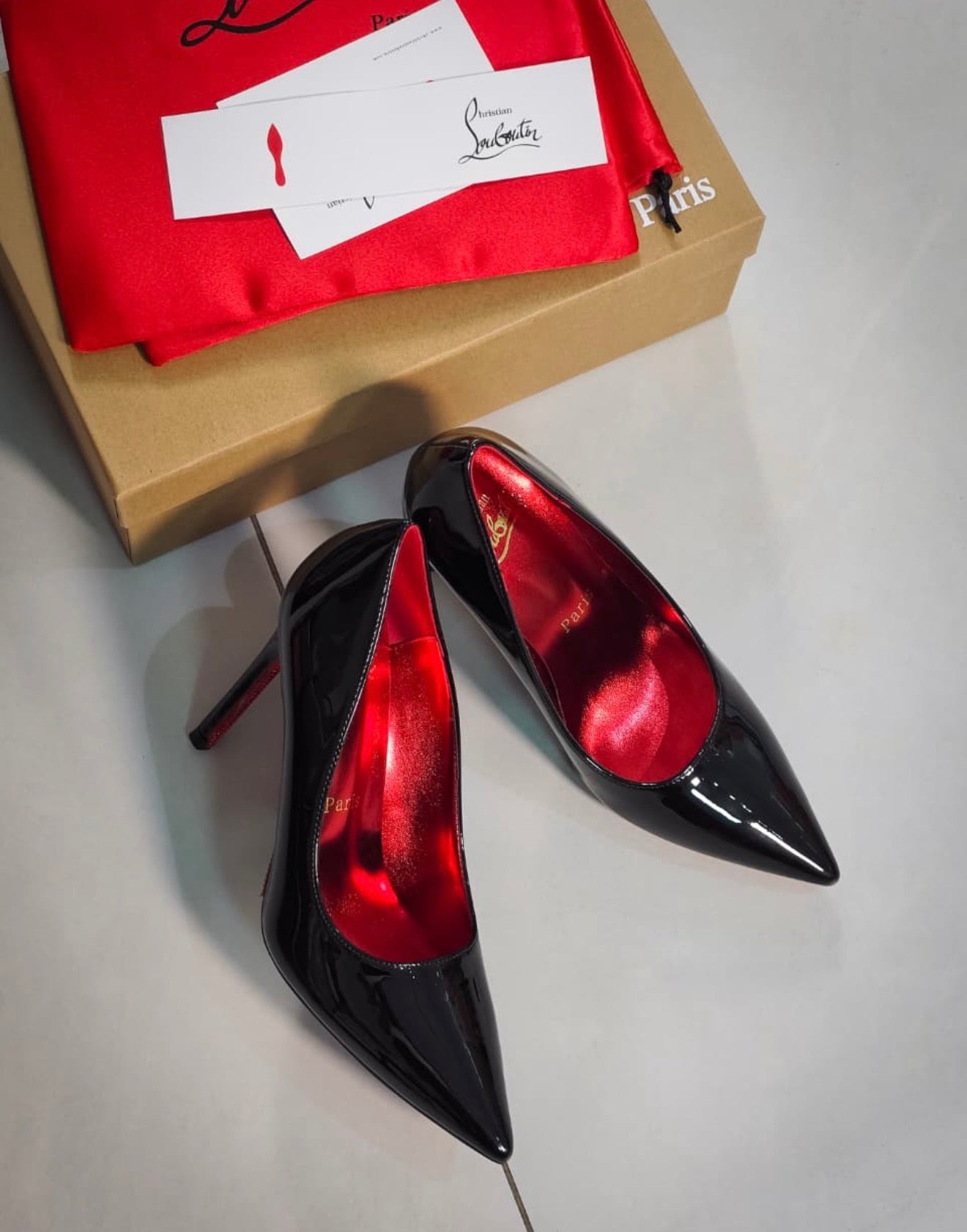 Black Patent Red Sole Heels