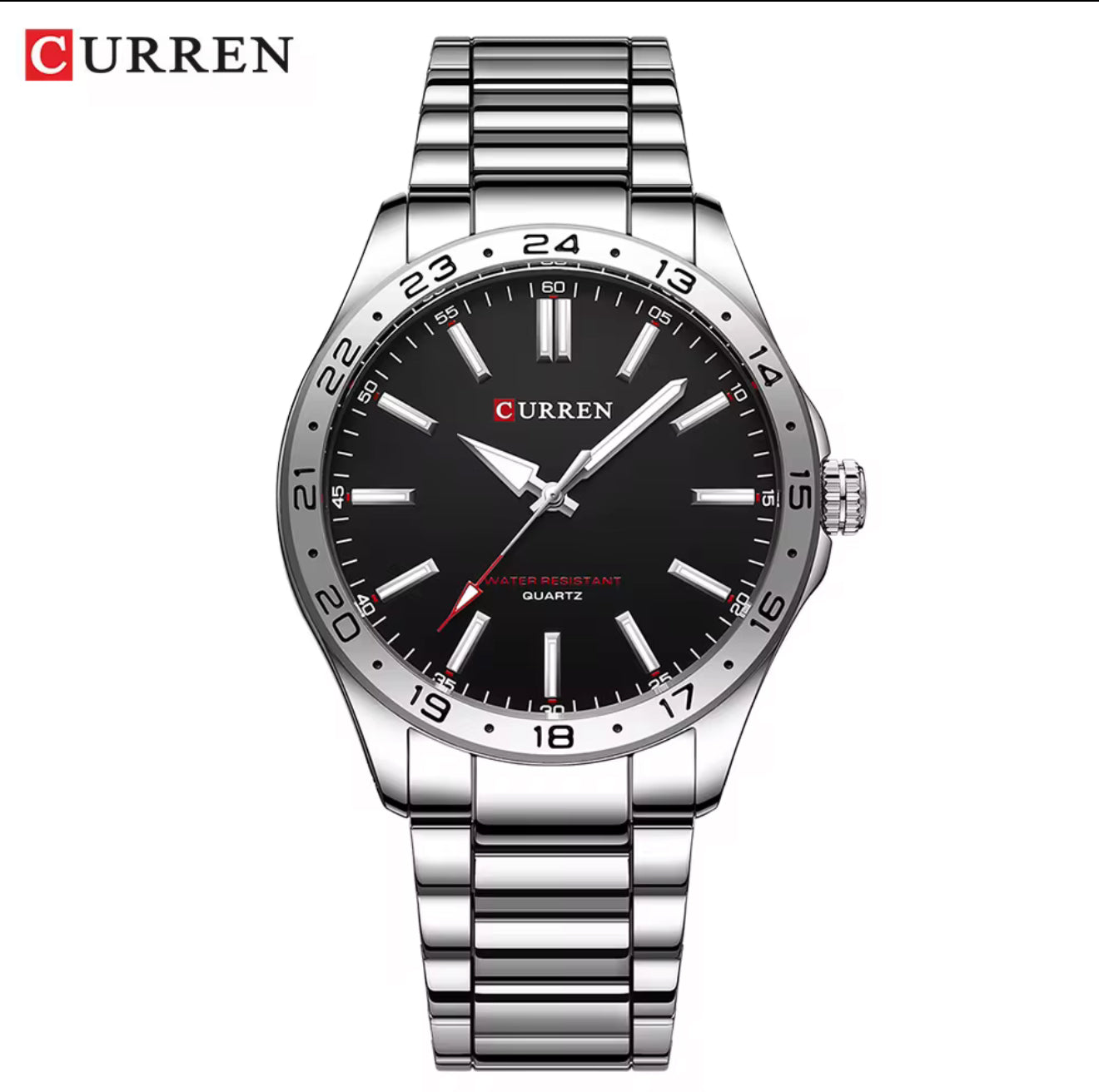 For CURREN 8450 Men's Stainless Steel Luxury Wristwatch 43mm Dial Diameter Waterproof Luminous