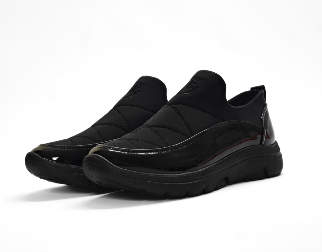 black slip-on sneakers