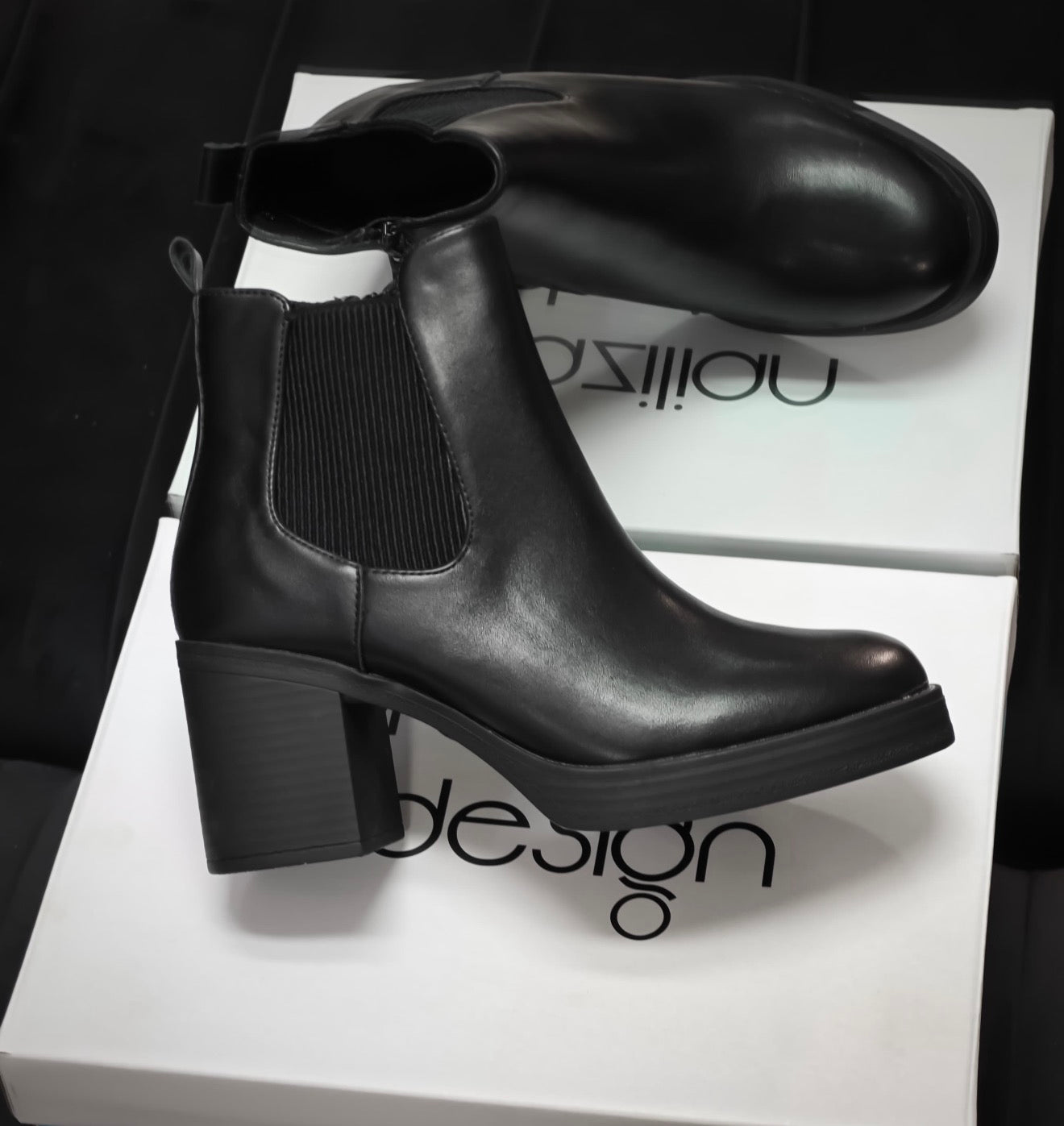 Black Leather Ankle Boots Duo