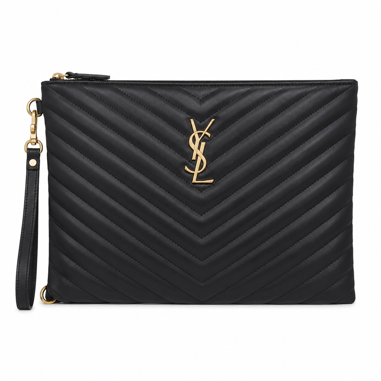 YSL Quilted Leather Wrist Clutch