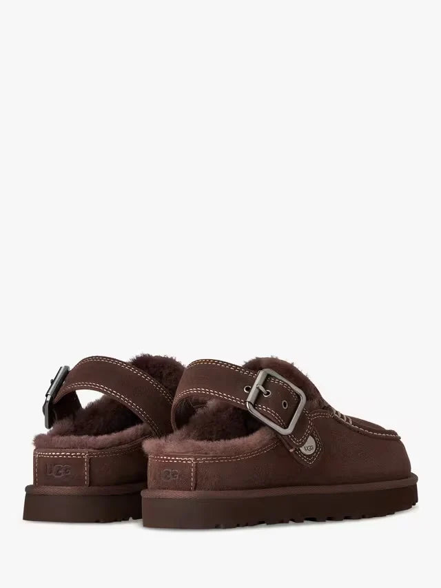 Evelina Goldenstar Suede Clogs, Burnt Cedar