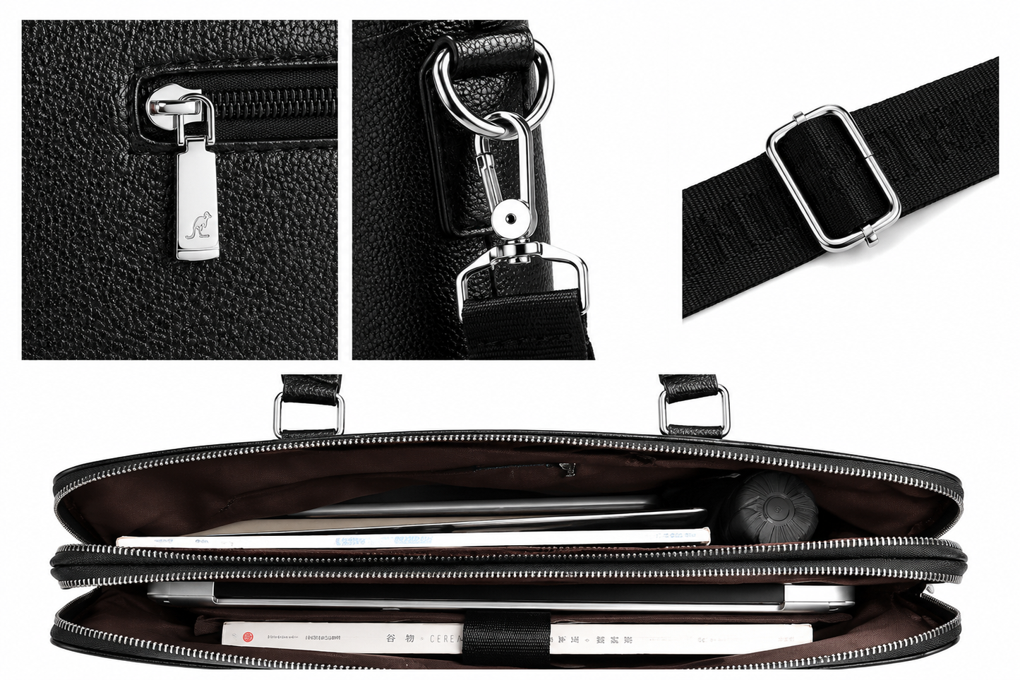 Premium Black Leather Business Laptop Bag – Executive Office Edition