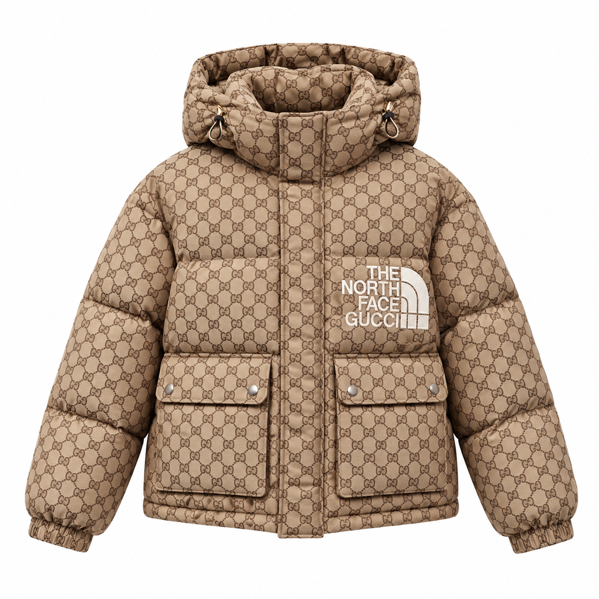 Beige GG Monogram Puffer Jacket