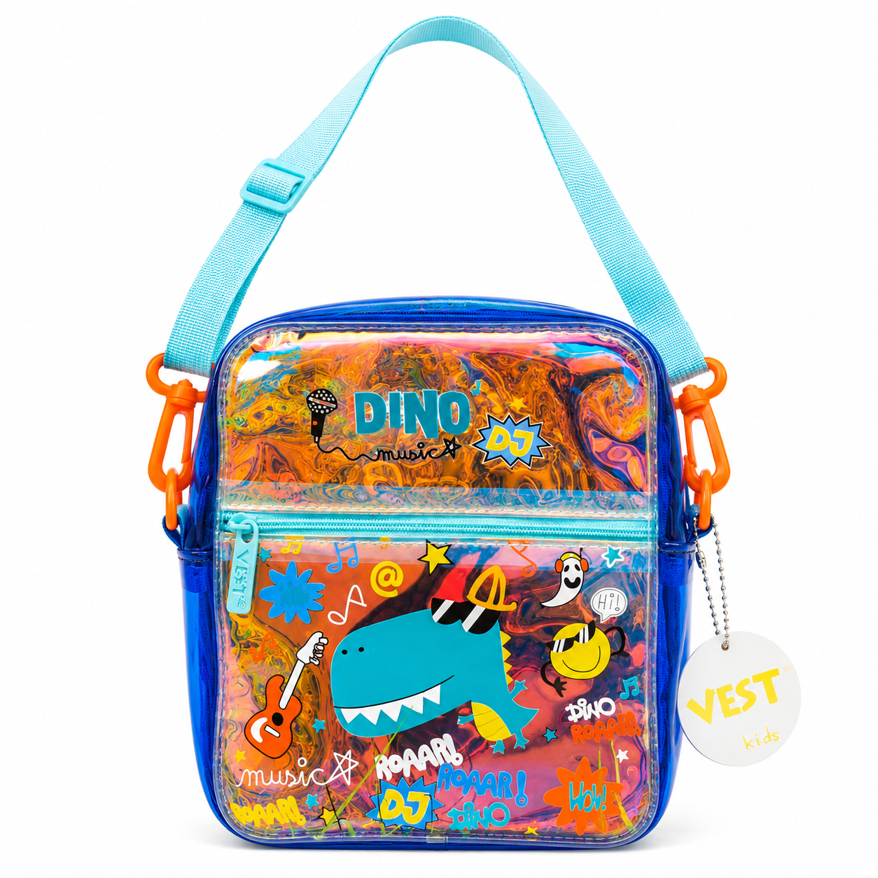 Cool Dino Holographic Crossbody Bag 🦖🎧✨