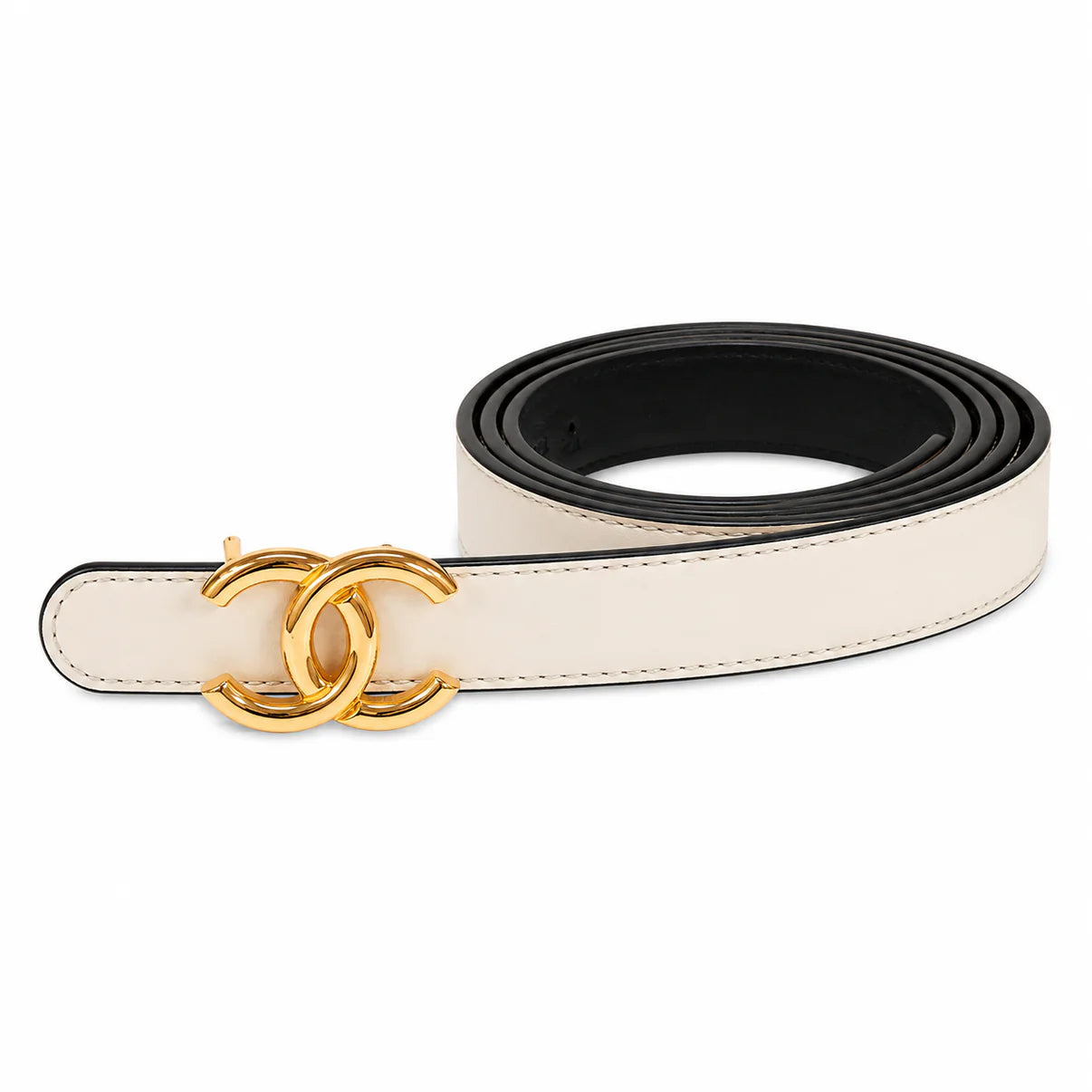 Chanel white calfskin leather belt