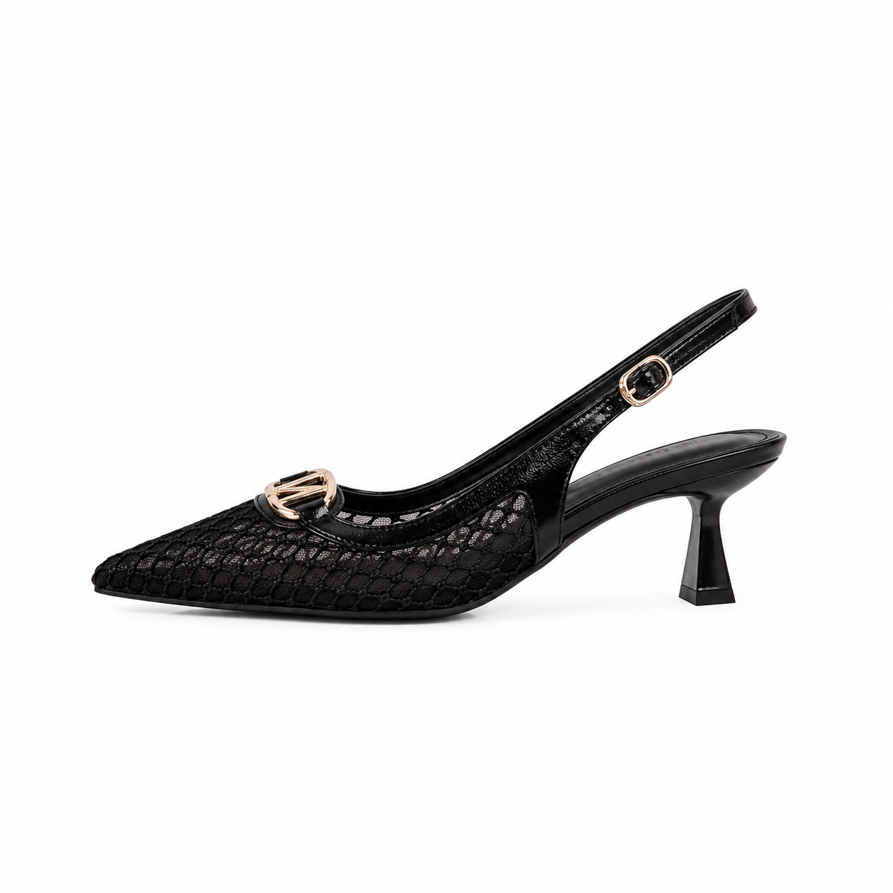 Elegant Valentino Lace Slingback Kitten Heels