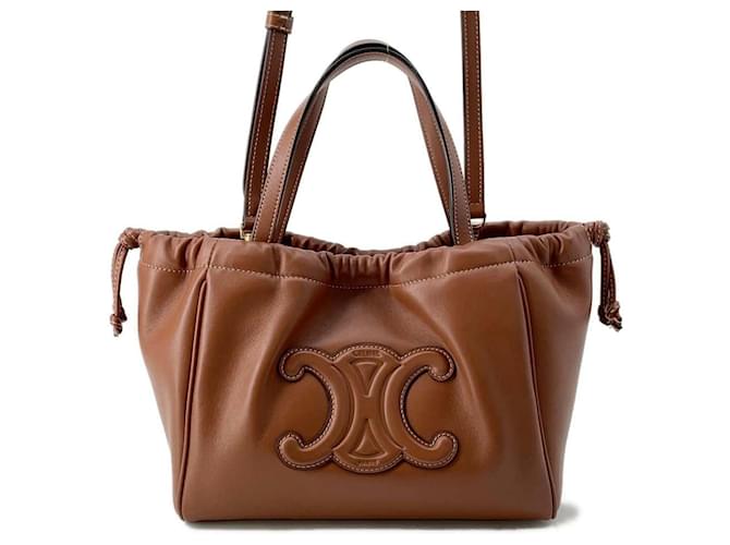 Céline Celine Handbag Small Cabas Drawstring Cuir Triomphe