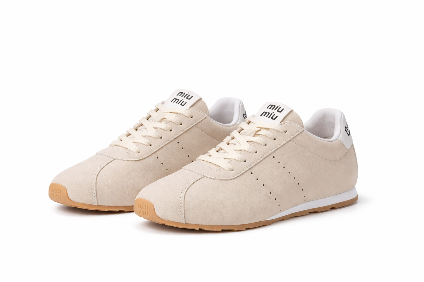 Beige Miu Miu Leather Sneakers – Minimal Chic Everyday Style