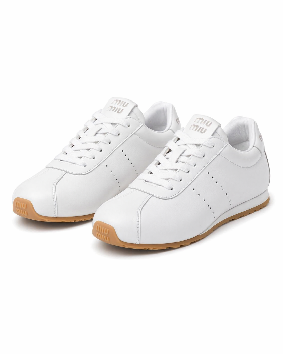 White Miu Miu Leather Sneakers – Minimal Chic Everyday Style