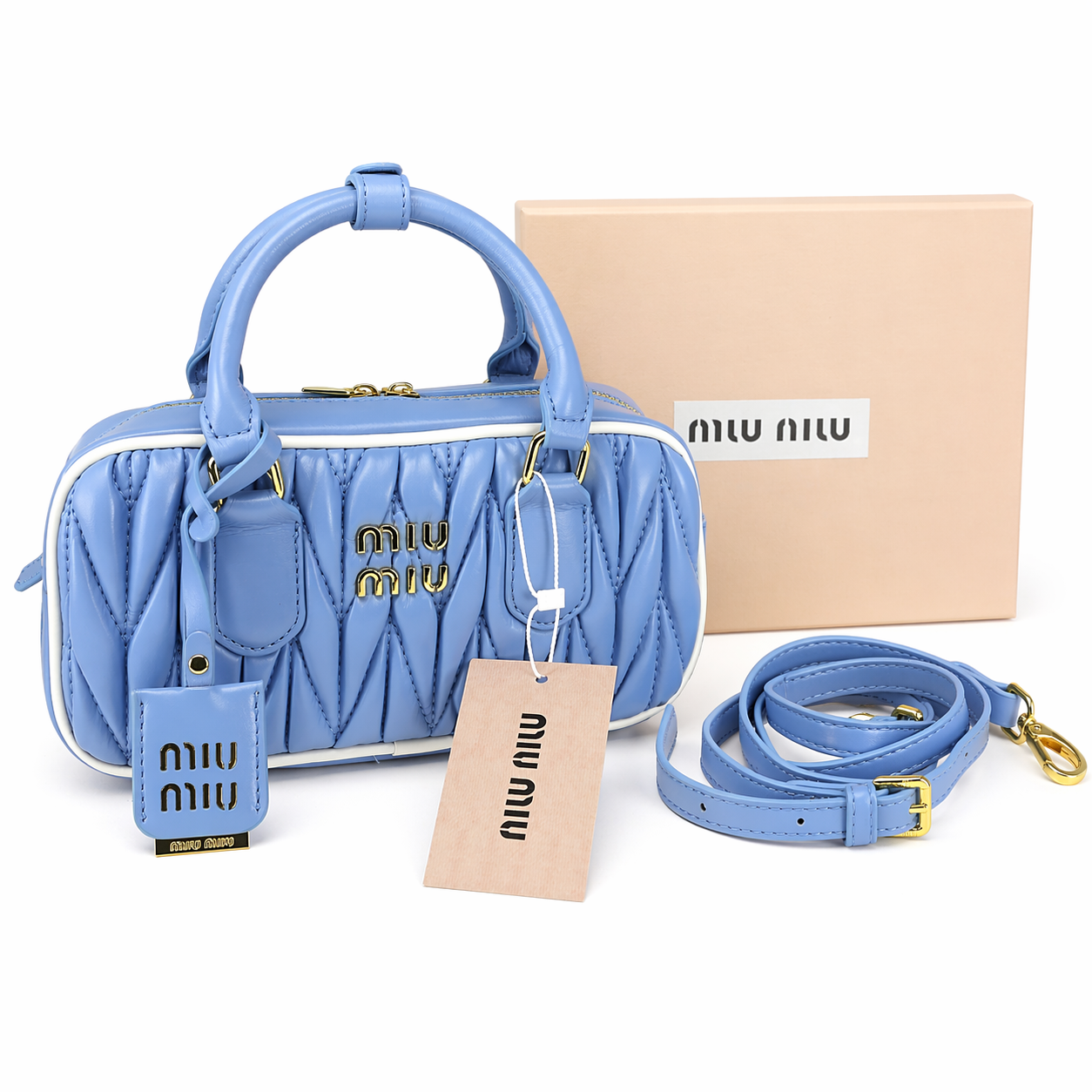 MIUMIUBleu Quilted Mini Handbag đ¤â¨