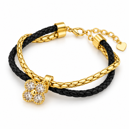 Elegant Braided Bracelet with Gold-Tone Snake Clasp