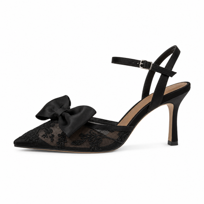 Elegant  Lace Bow Heels