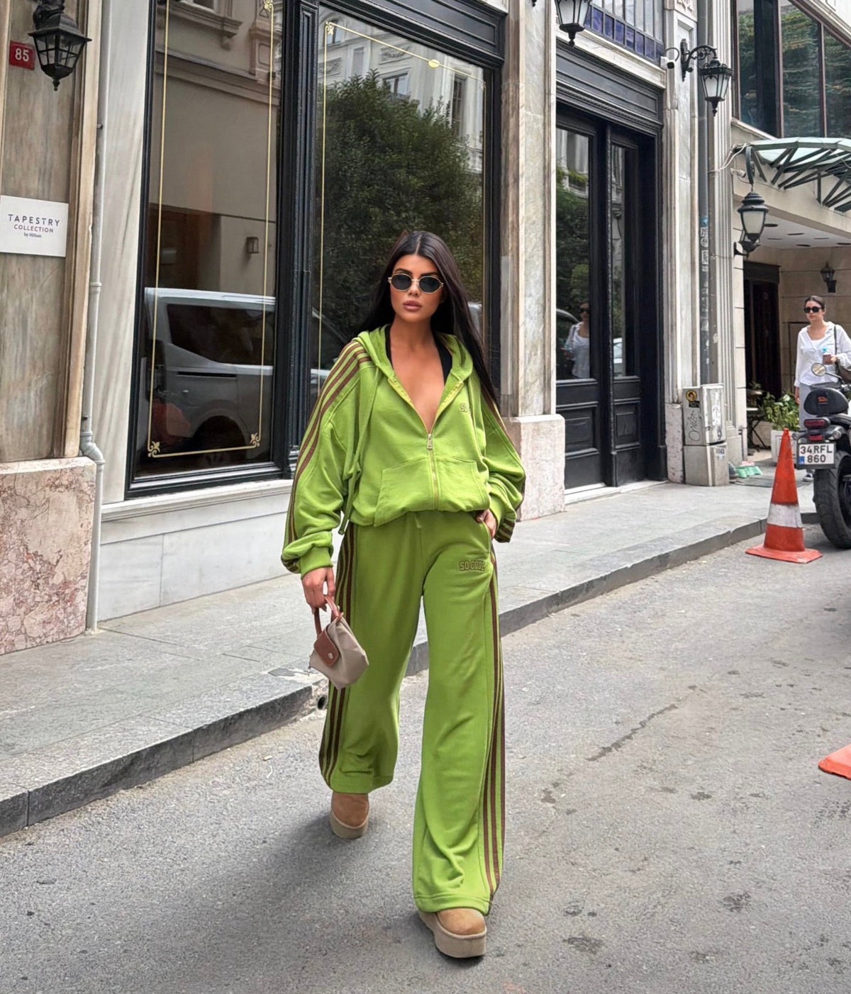 Lime Green & Pink Stripe Tracksuit Set