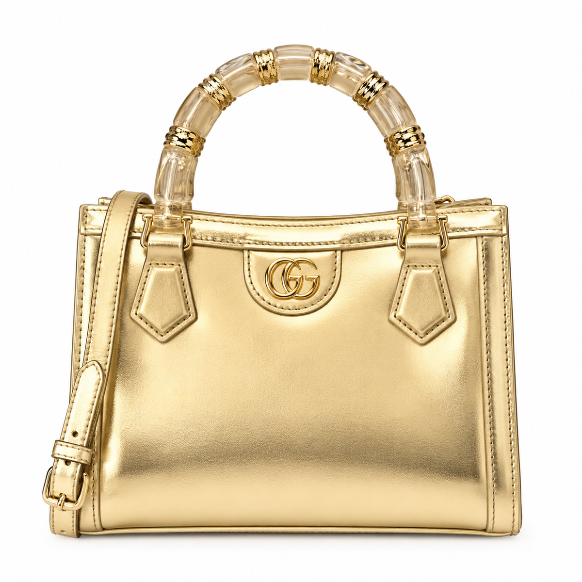 GUCCI Light Patent Leather Mini Diana Tote