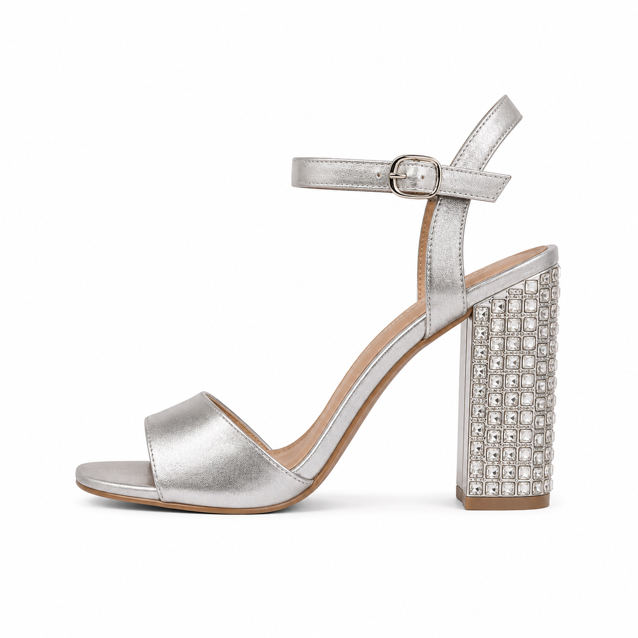 Rhinestone Block Heel Sandals
