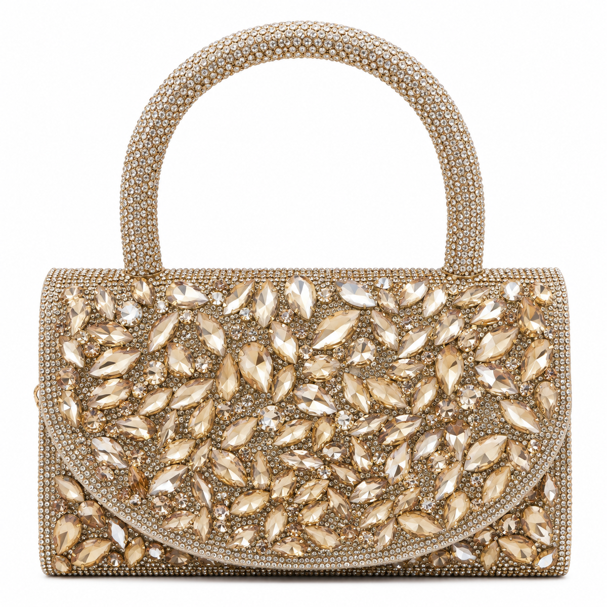 Rhinestone Hoop Handle Clutch Bag