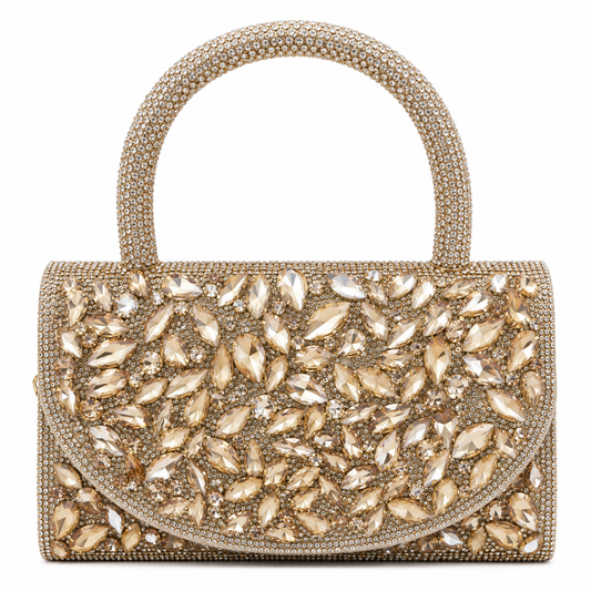 Rhinestone Hoop Handle Clutch Bag