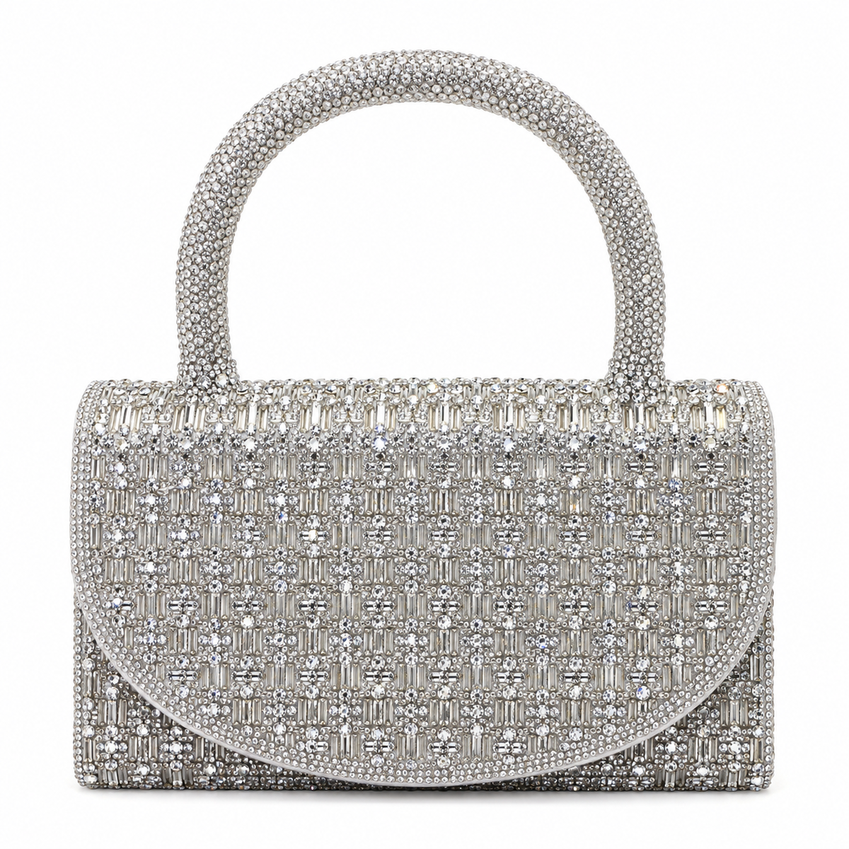 Rhinestone Hoop Handle Clutch Bag