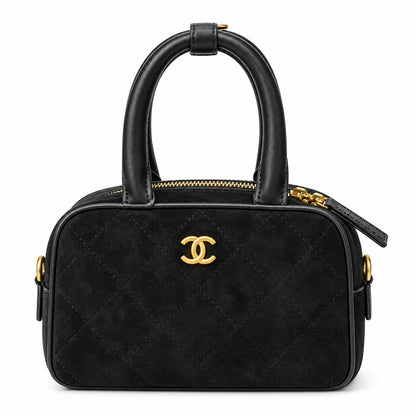 Chanel CC Logo Mini / Small Bowling Bag velvet