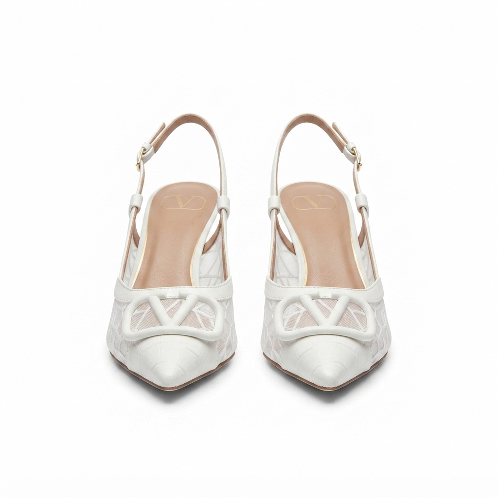 Valentine VLogo Slingback Kitten Heels
