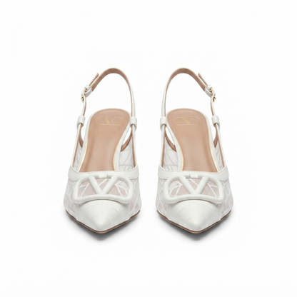 Valentine VLogo Slingback Kitten Heels