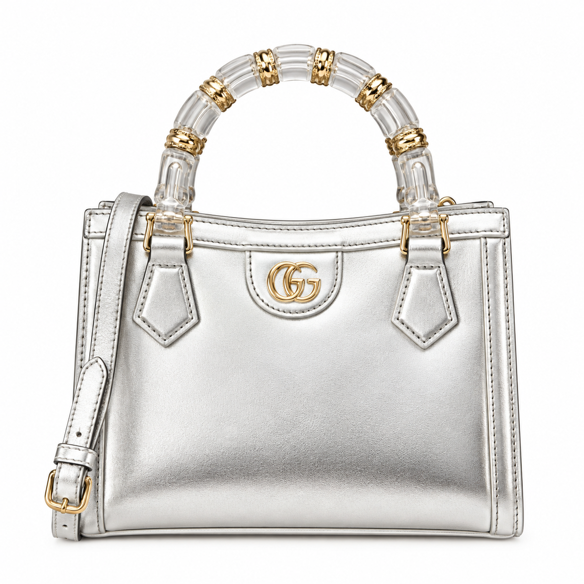 GUCCI Light Patent Leather Mini Diana Tote