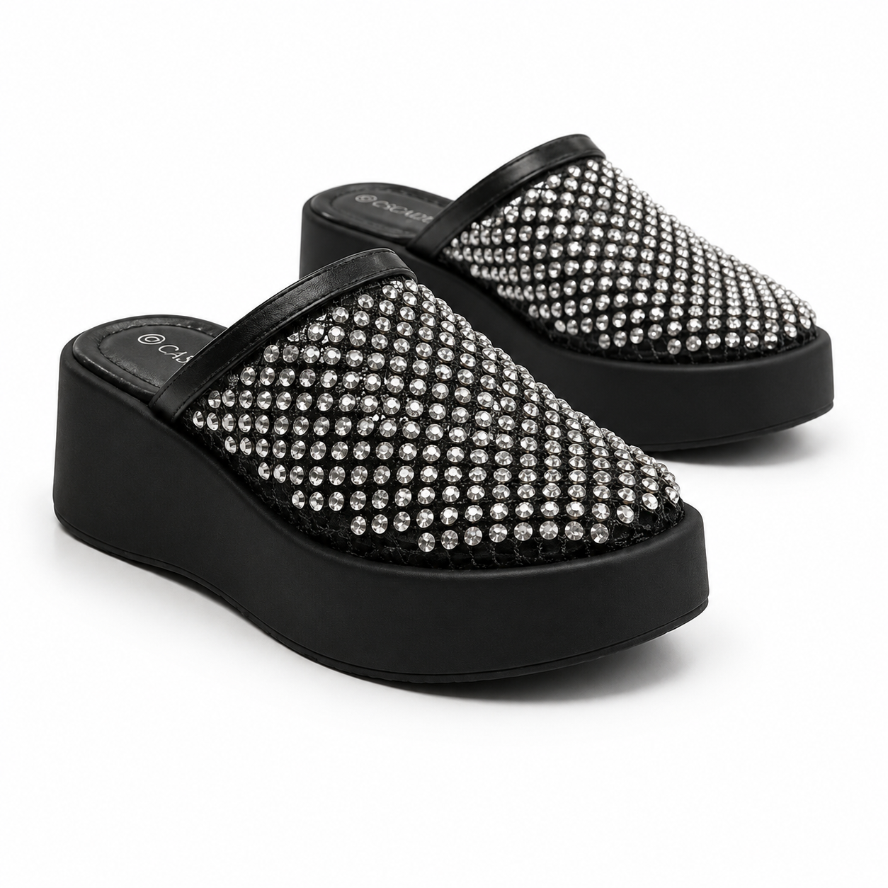 Women’s  Rhinestone Platform Wedge Mule Sandals