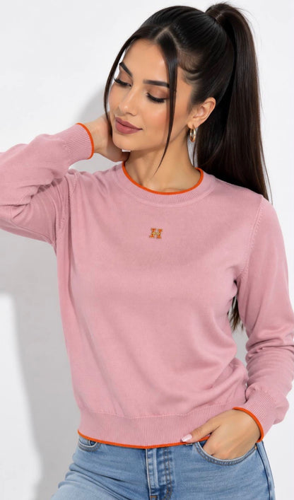 Sweater with Orange Trim