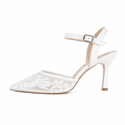 Elegant Lace Bow Heels