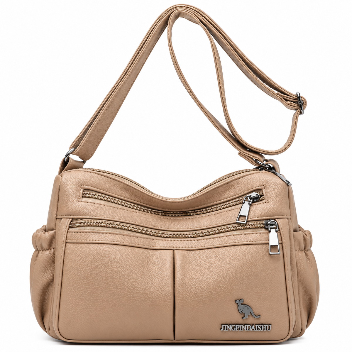 Beige Multi-Pocket Crossbody Shoulder Bag – JINGPINDAISHU(s)
