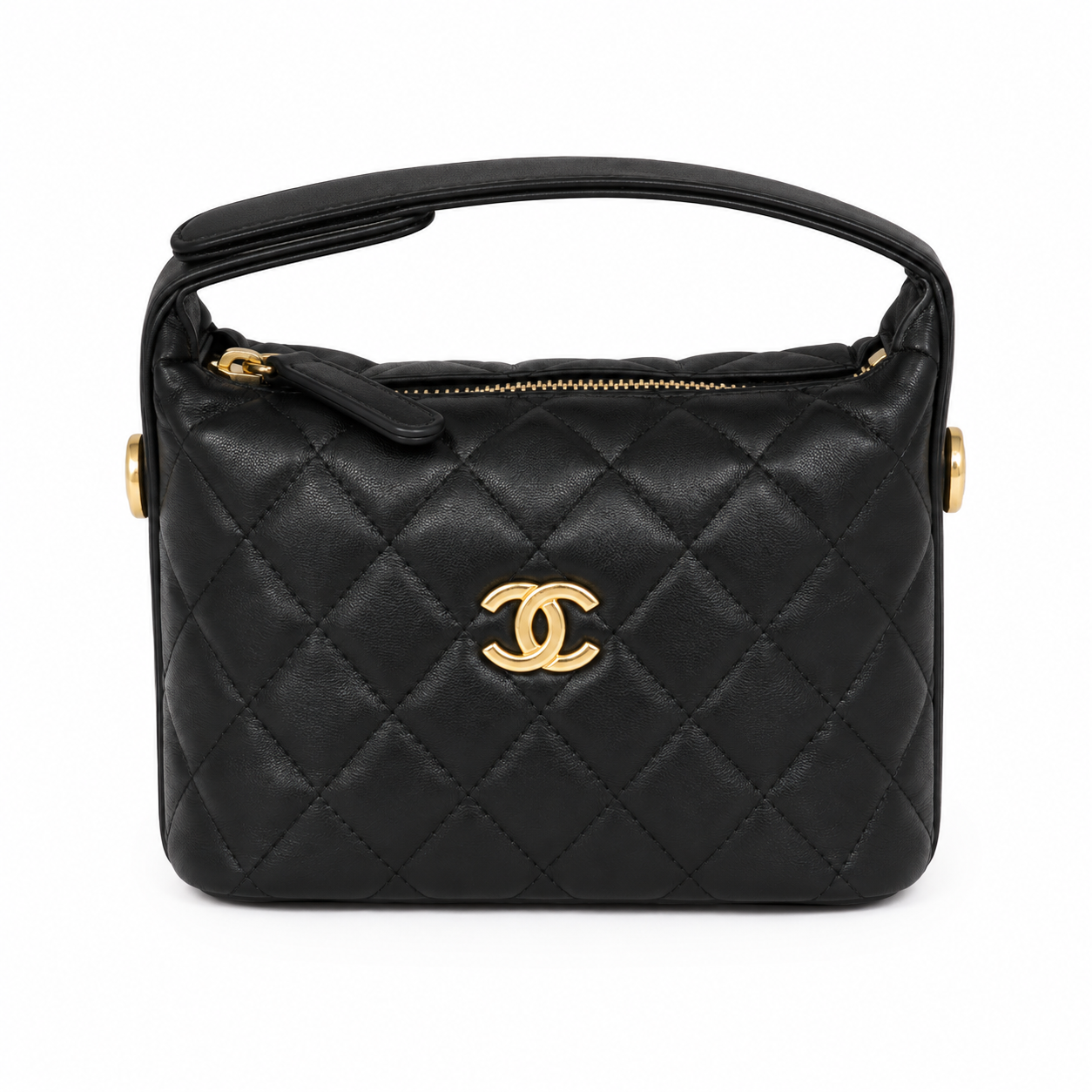 Classic Clutch With Chain Shiny Grained Calfskin Strass