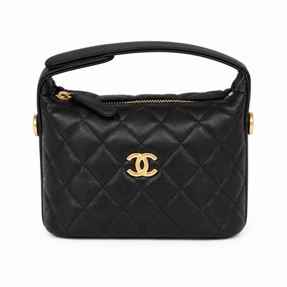 Classic Clutch With Chain Shiny Grained Calfskin Strass