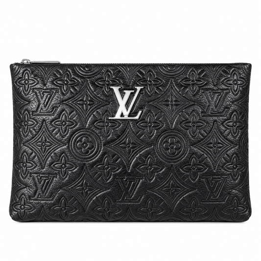 YSL Black Leather Clutch