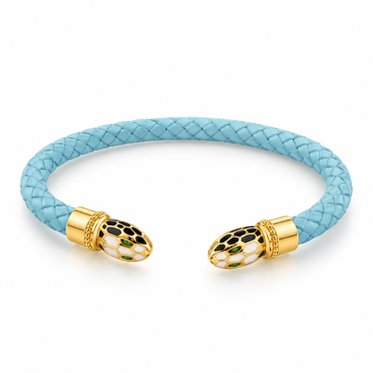 Elegant Braided Bracelet with Gold-Tone Snake Clasp