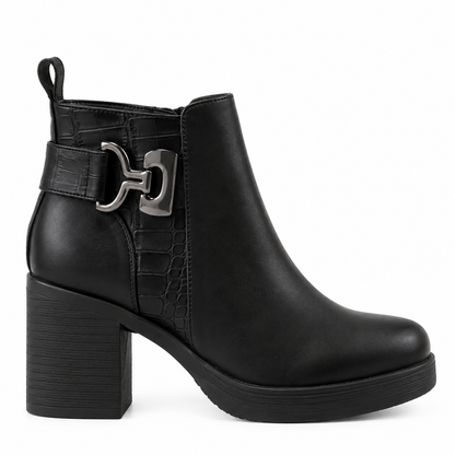 Fur-Lined Buckle Platform Loafers