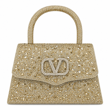 Rhinestone Hoop Handle Clutch Bag