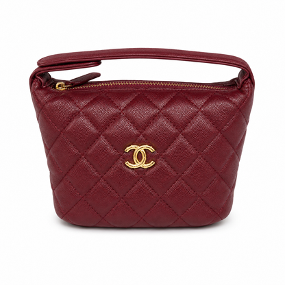 Chanel Caviar Classic Hobo With Chain Burgundy