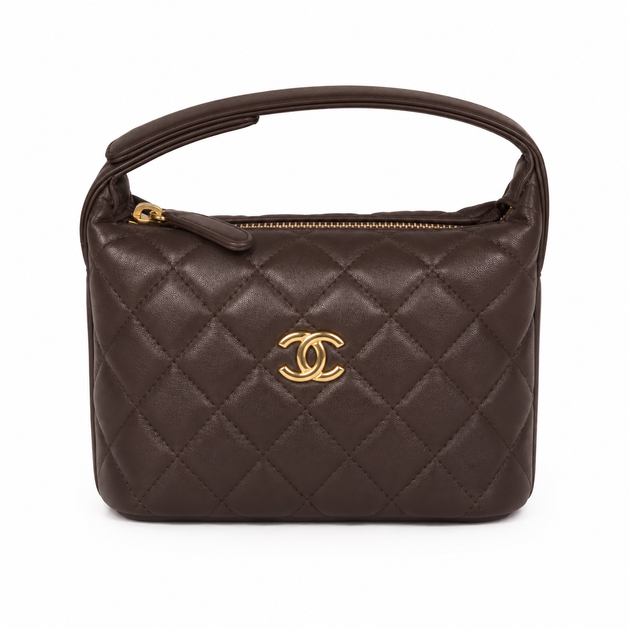 Classic Clutch With Chain Shiny Grained Calfskin Strass