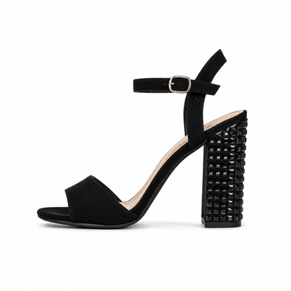 Rhinestone Block Heel Sandals