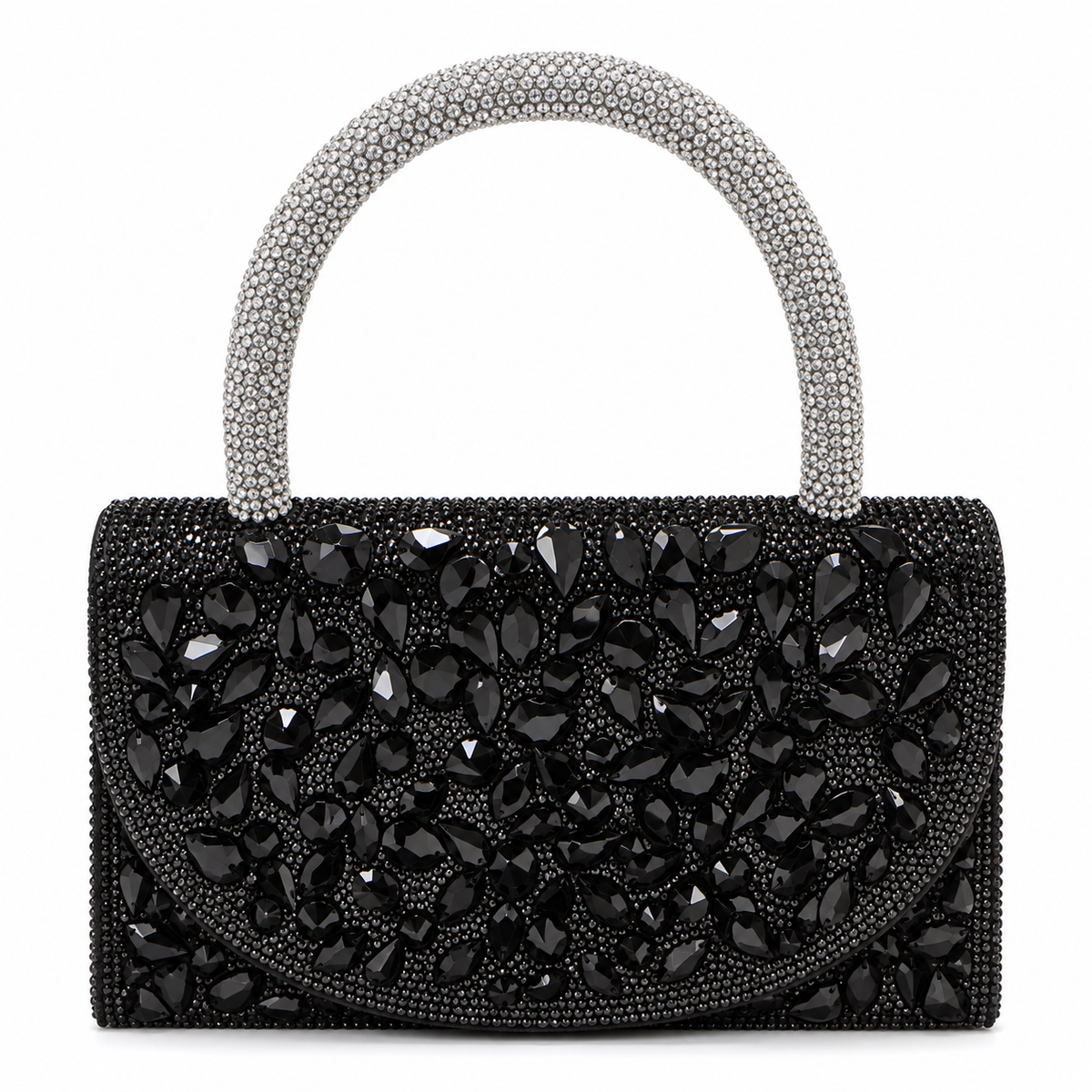 Rhinestone Hoop Handle Clutch Bag