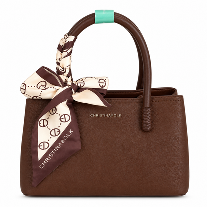Elegant  Textured Handbag with Silk Scarf Detail