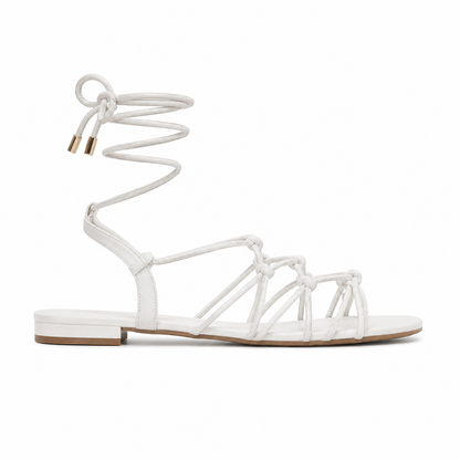 Elegant Strappy Lace-Up Flat Sandals