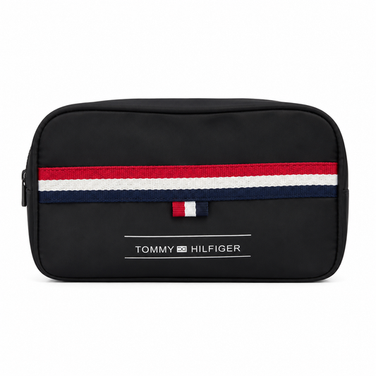 Luxury Black Monogram Leather Wristlet Clutch Bag