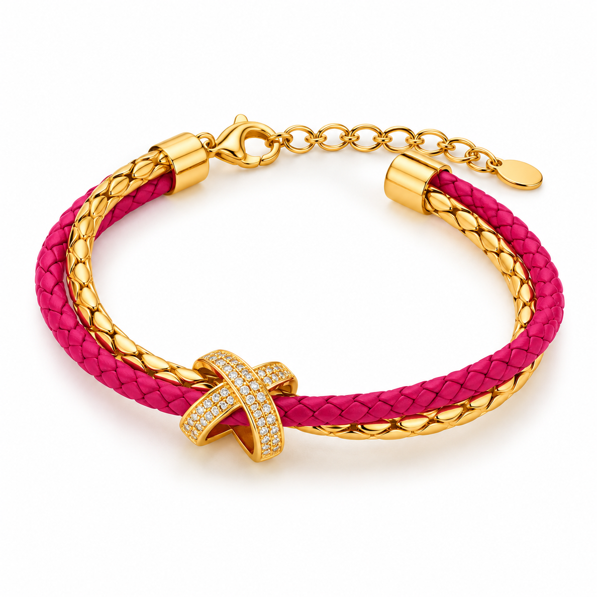 Elegant Braided Bracelet with Gold-Tone Snake Clasp
