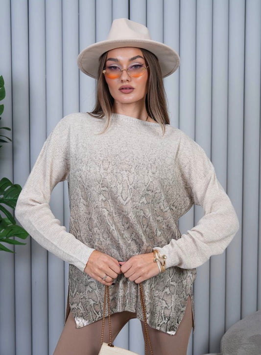 Cream & Beige Textured Knit Sweater